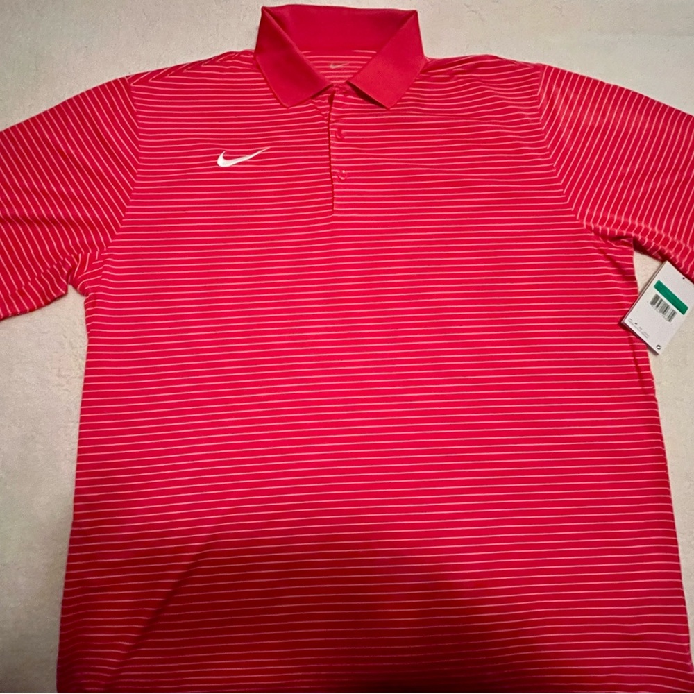Nike Men’s Bright Red Striped Polo Shirt
